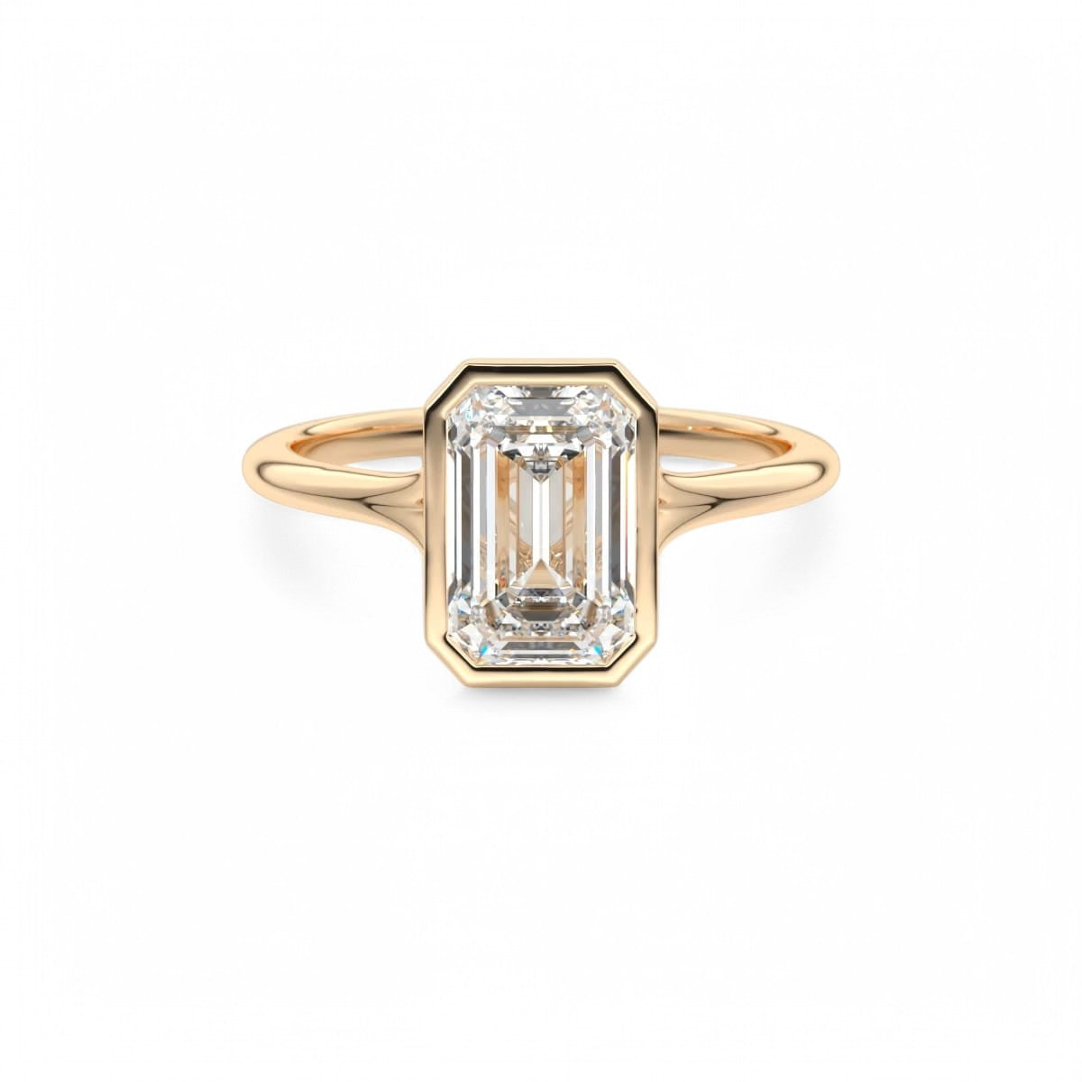 2.00CT Emerald Cut Lab Grown Diamond Solitaire Ring Bezel Setting