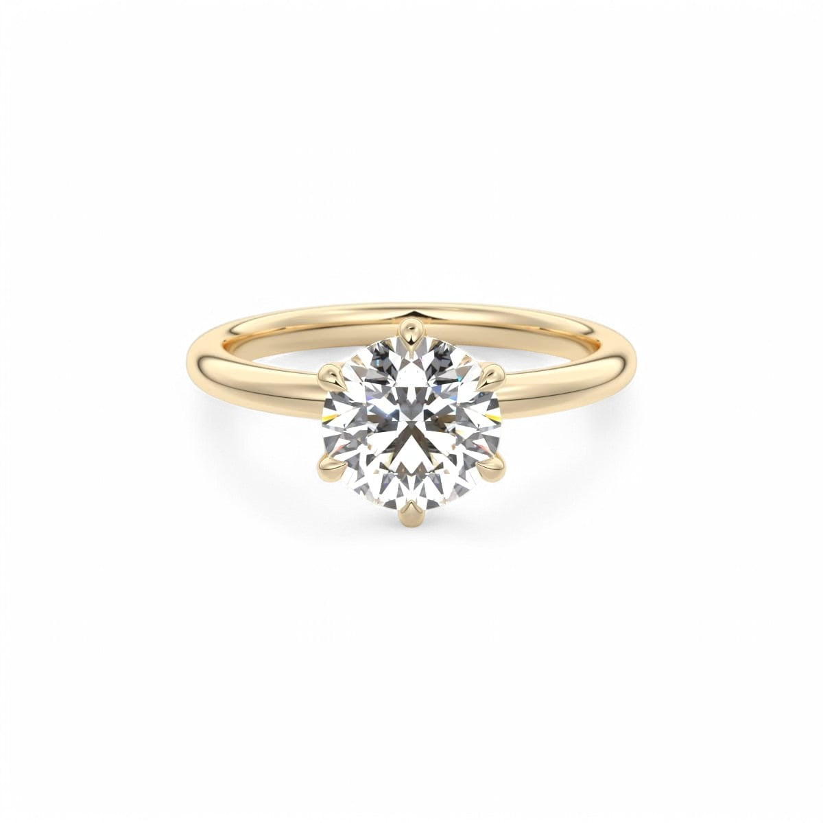 2.00ct Round Cut Lab Grown Solitaire Diamond Engagement Ring 14k Yellow Gold