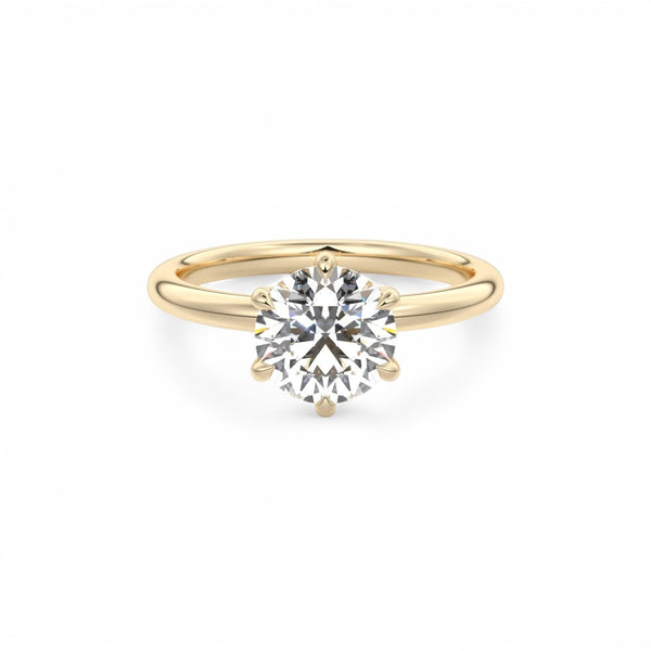 2.00ct Round Cut Lab Grown Solitaire Diamond Engagement Ring 14k Yellow Gold