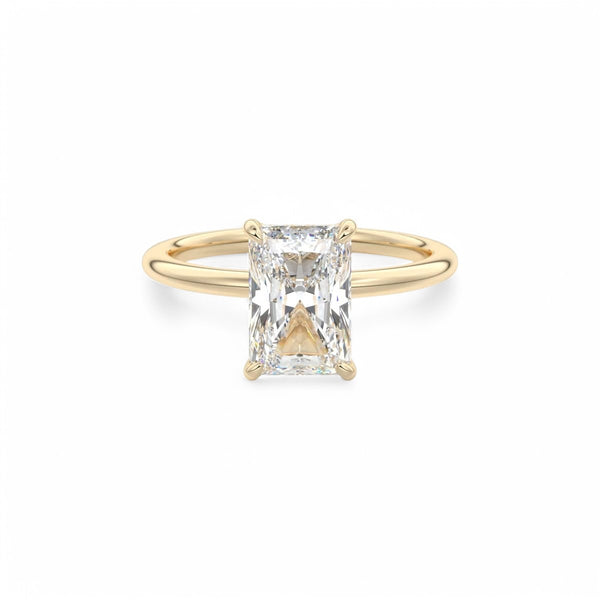 2CT Radiant Cut Lab Grown Diamond Hidden Halo Solitaire Engagement Ring