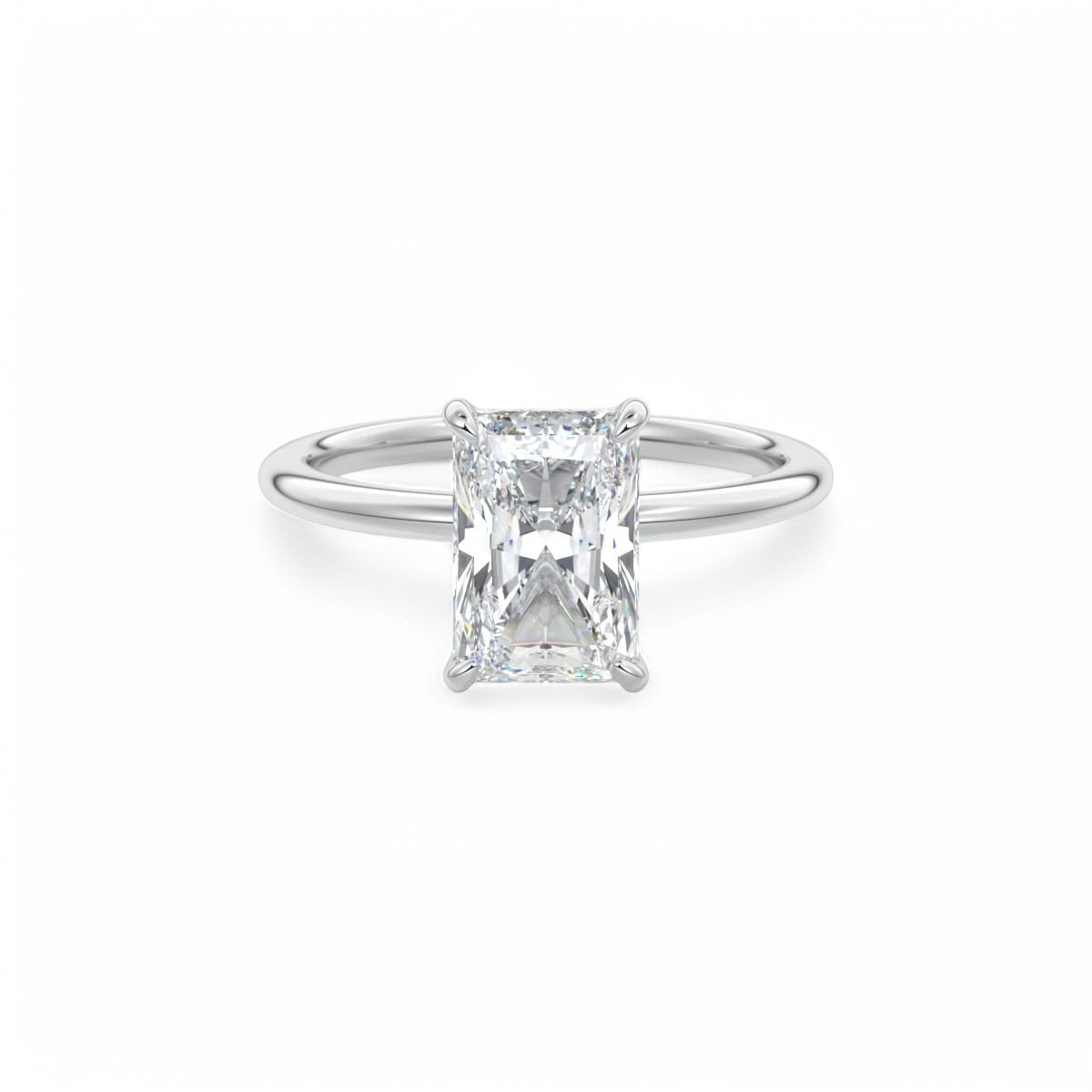 2CT Radiant Cut Lab Grown Diamond Hidden Halo Solitaire Engagement Ring