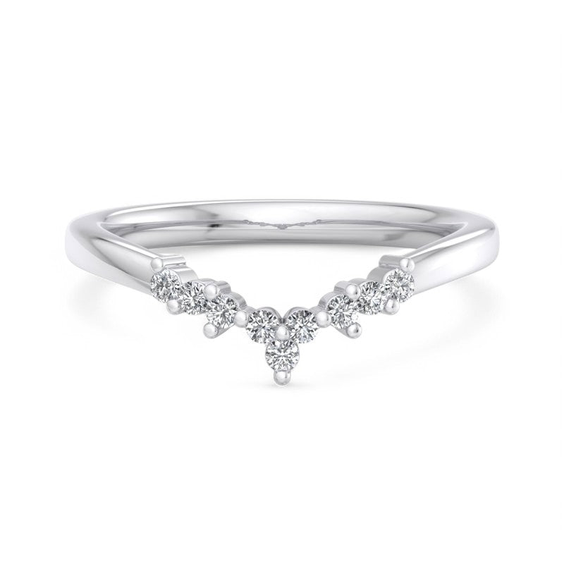 1/8Ct Lab Grown Diamond Wedding Curved Ring Women's Anniversary Band