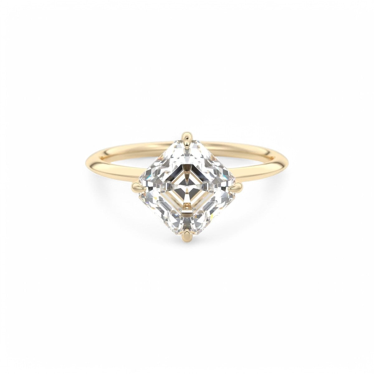 2.00Ct Asscher Cut Lab Grown Diamond Engagement Ring in 14k Yellow Gold