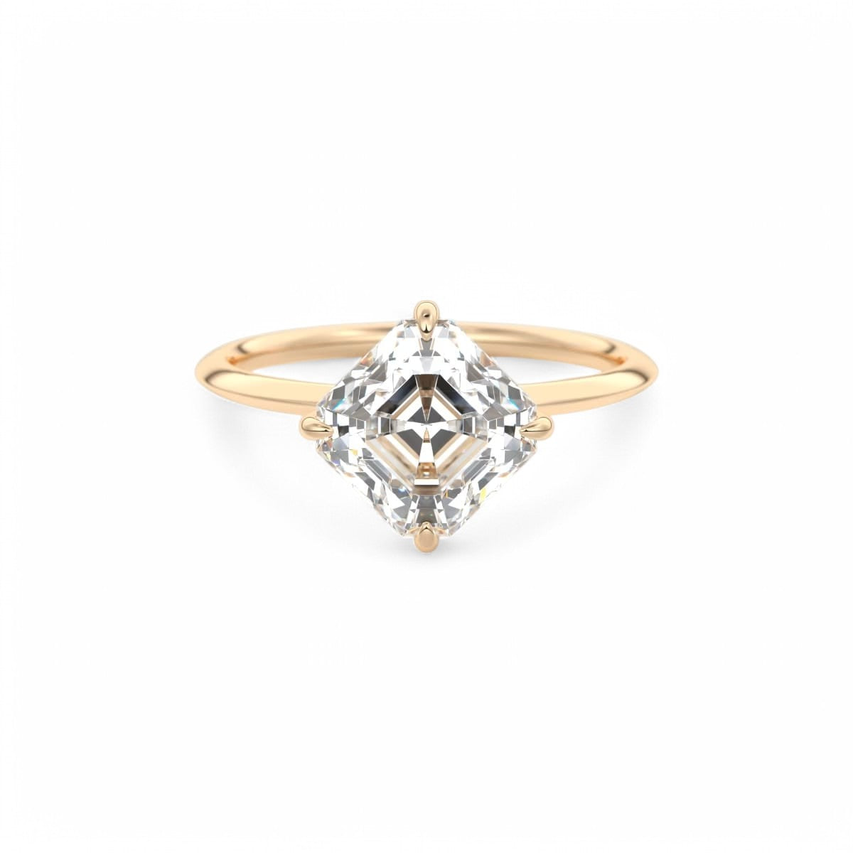 2.00Ct Asscher Cut Lab Grown Diamond Engagement Ring in 14k Yellow Gold