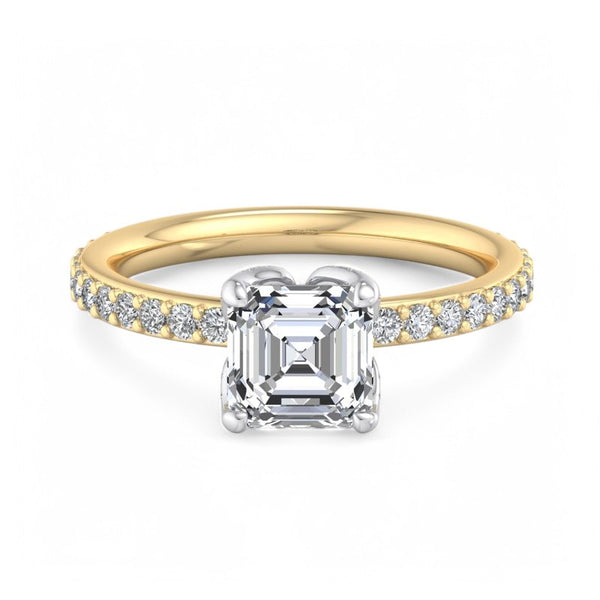 1.00ct Asscher Cut Lab Grown Accent Set Diamond Engagement Ring