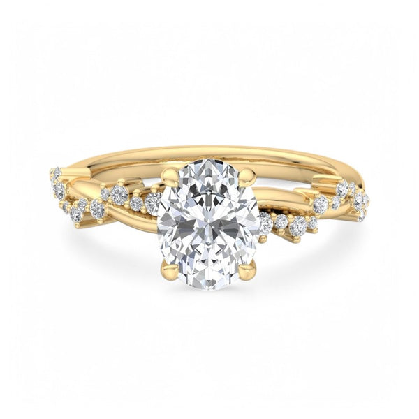 1.5CT Oval Cut Lab Grown Diamond Ring Twig and Leaf Engagement Ring