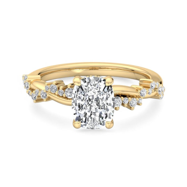 1. 5/8 ct Elongated Cushion Cut Lab Grown Diamond Engagement Ring,Twisted Pave Band