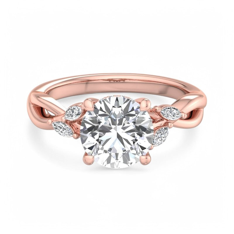 Nature Inspired 1.50 Carat Round Cut Lab Grown Diamond Engagement Ring