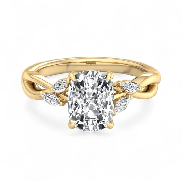 1.60 Carat Elongated Cushion Lab Grown Diamond Twig Engagement Ring