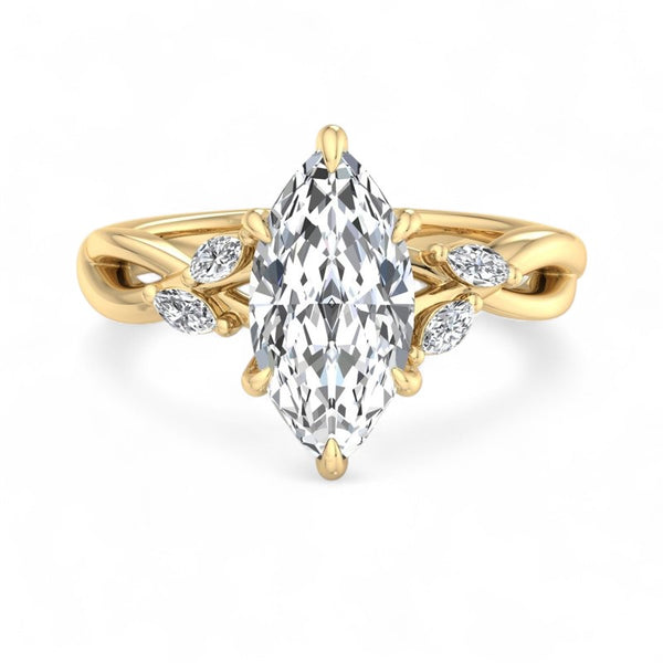 2.0 Carat Marquise Cut Lab Grown Diamond Nature Inspired Engagement Ring