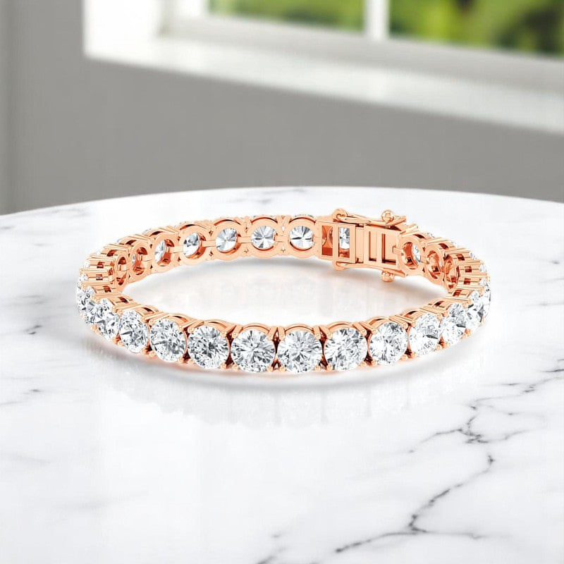 21.00ct Round Cut Classic Lab Grown Diamond Tennis Bracelet, 14K Gold , Ethical Fine Jewelry