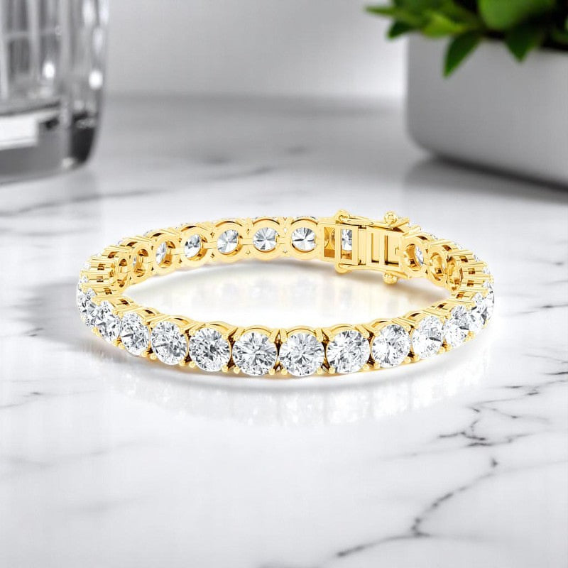 21.00ct Round Cut Classic Lab Grown Diamond Tennis Bracelet, 14K Gold , Ethical Fine Jewelry