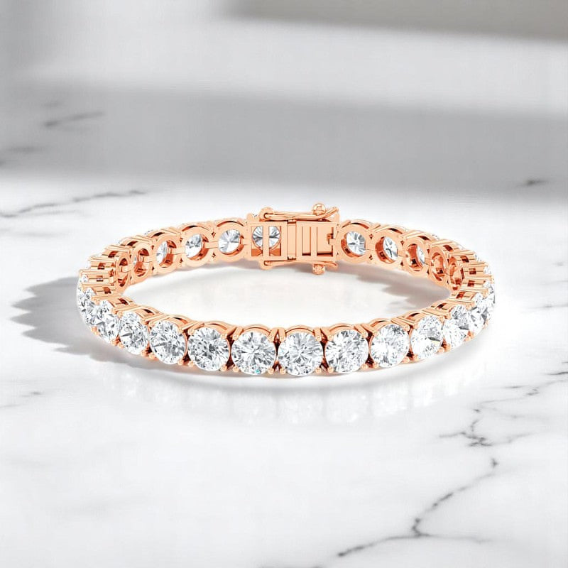 21.00ct Round Cut Classic Lab Grown Diamond Tennis Bracelet, 14K Gold , Ethical Fine Jewelry