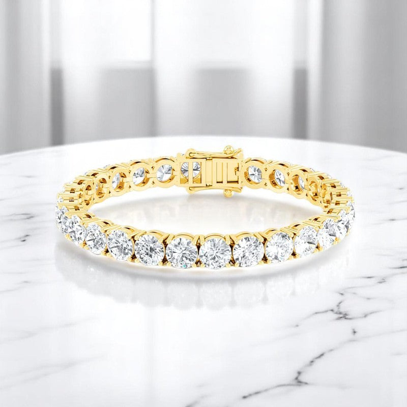 21.00ct Round Cut Classic Lab Grown Diamond Tennis Bracelet, 14K Gold , Ethical Fine Jewelry