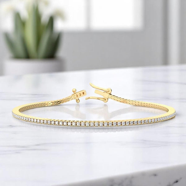 2.00 Carat Round Cut Lab Grown Diamond Tennis Bracelet, 14K Gold, Perfect for Special Moments