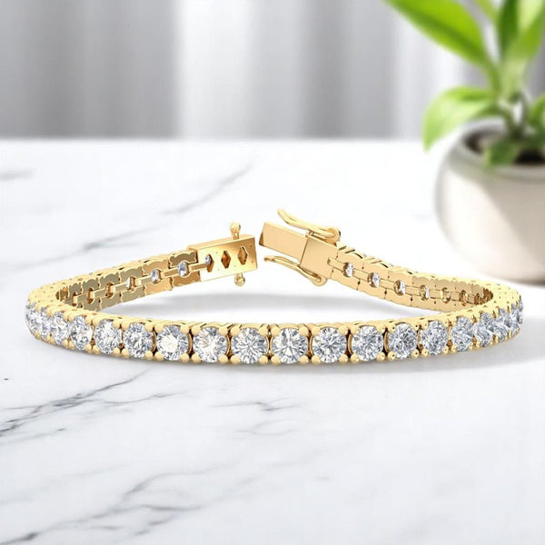 10.00 ct Dainty 14K Gold Lab Created Diamond Tennis Bracelet, Classic Style