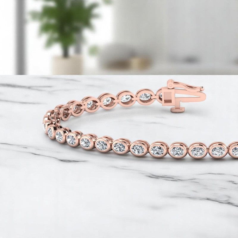 5.00 ct Oval Cut Lab Grown Diamond Tennis Bracelet, Bezel Set Design, Luxury Jewelry Gift for Her