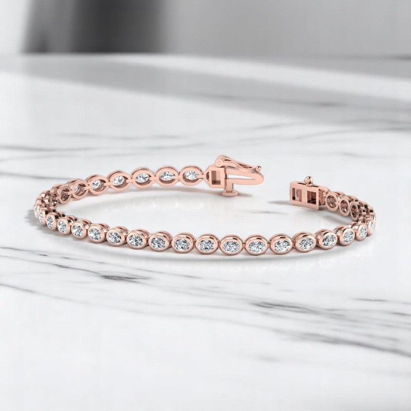5.00 ct Oval Cut Lab Grown Diamond Tennis Bracelet, Bezel Set Design, Luxury Jewelry Gift for Her