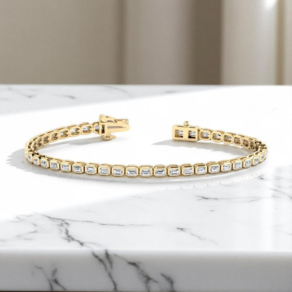 10.0ct Emerald Cut Lab Grown Diamond Luxury Tennis Bracelet for Women, 14K Rose Gold