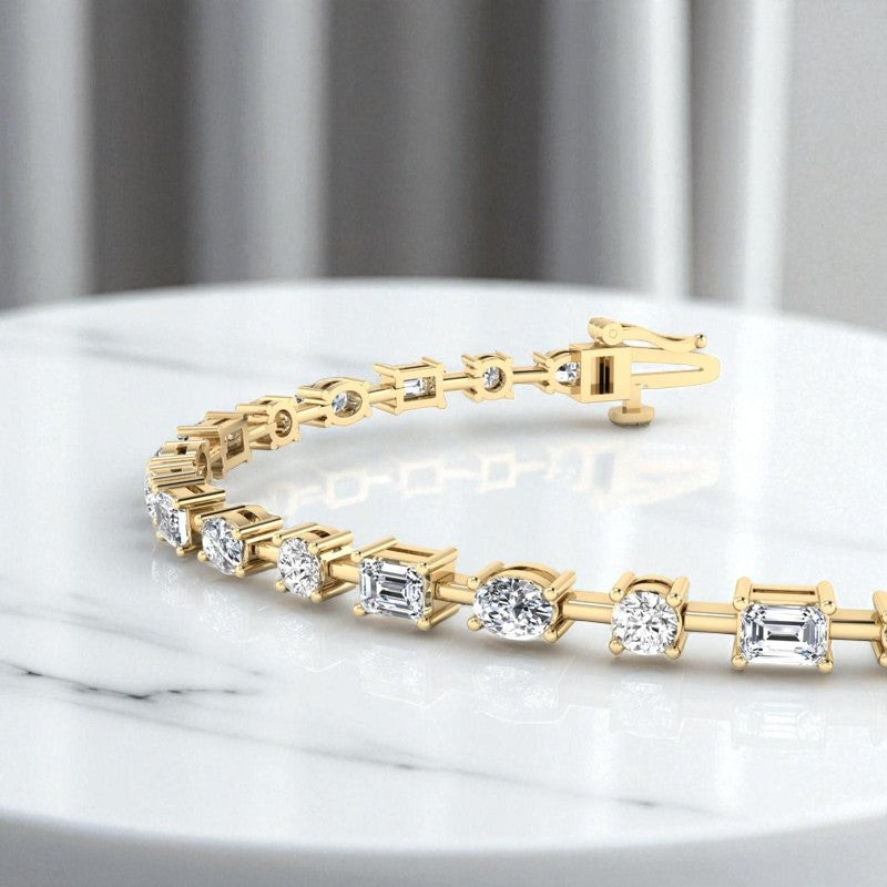 10.0ct Prong Set Mixed Shape Lab Grown Diamond Luxury Tennis Bracelet for Women