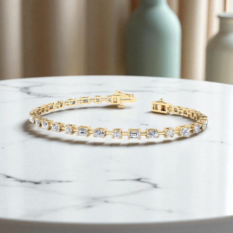 10.0ct Prong Set Mixed Shape Lab Grown Diamond Luxury Tennis Bracelet for Women