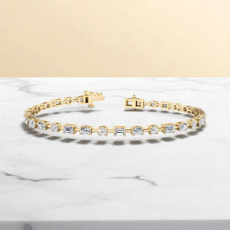 10.0ct Prong Set Mixed Shape Lab Grown Diamond Luxury Tennis Bracelet for Women
