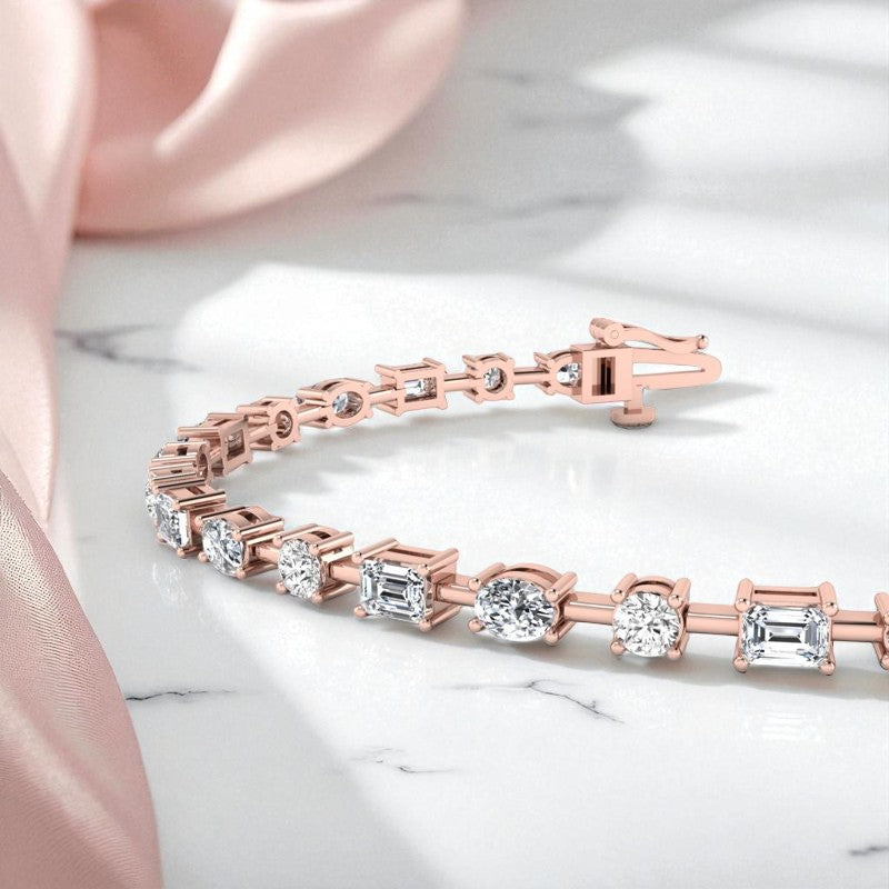 10.0ct Prong Set Mixed Shape Lab Grown Diamond Luxury Tennis Bracelet for Women