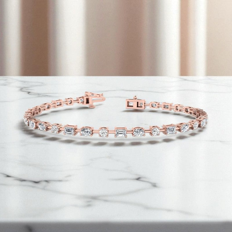 10.0ct Prong Set Mixed Shape Lab Grown Diamond Luxury Tennis Bracelet for Women