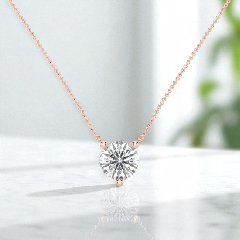 1/2 ct Round Cut Lab Grown Diamond Solitaire Necklace,Minimalist Style