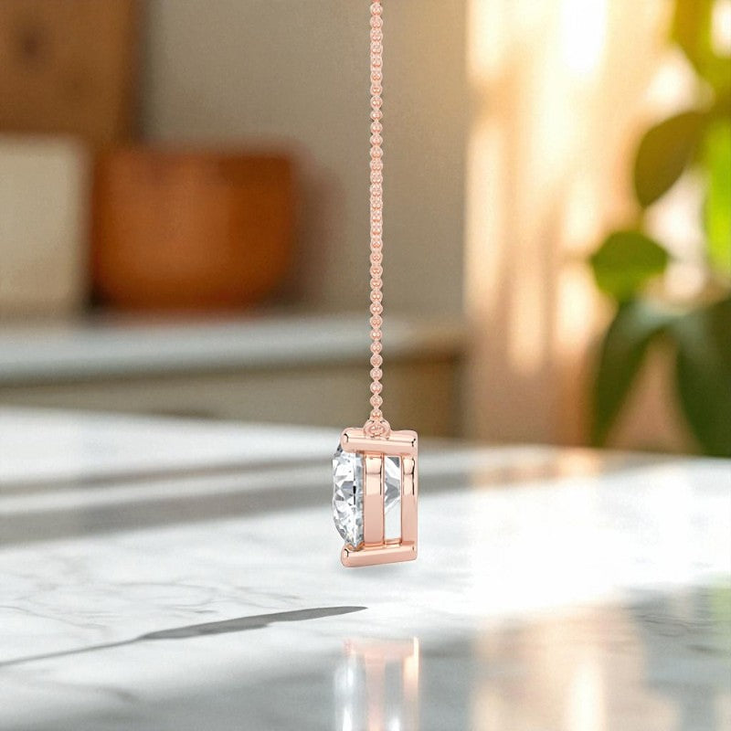 1/2 ct Round Cut Lab Grown Diamond Solitaire Necklace,Minimalist Style