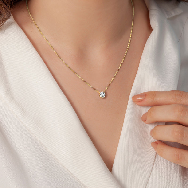 1/2 ct Round Cut Lab Grown Diamond Solitaire Necklace,Minimalist Style