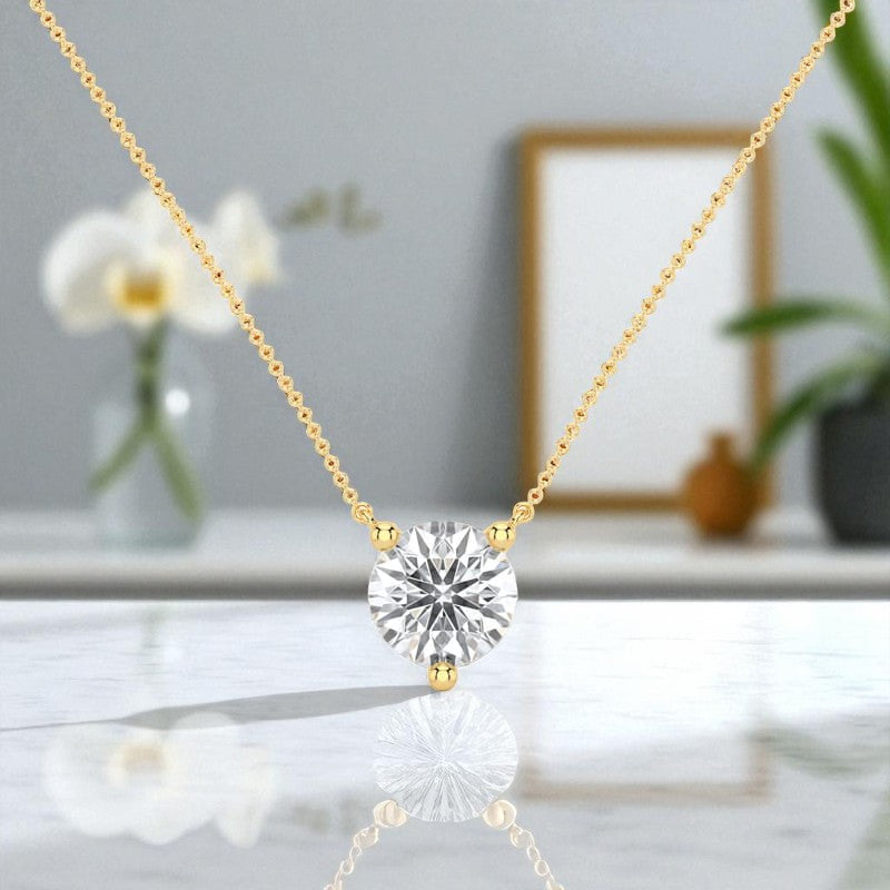 1/2 ct Round Cut Lab Grown Diamond Solitaire Necklace,Minimalist Style