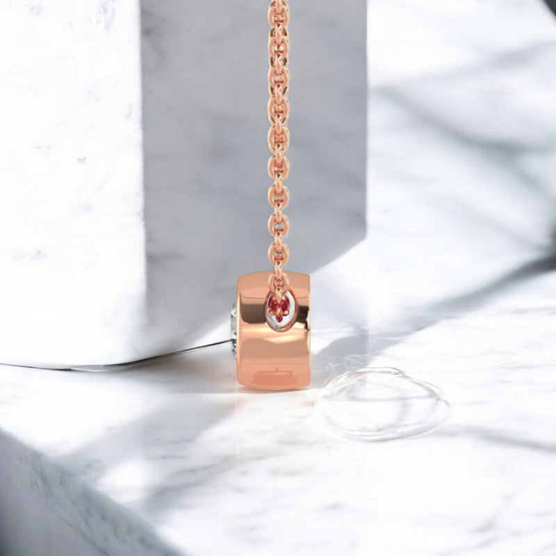 1.00 ct Round Cut Lab Grown Diamond Solitaire Bezel  Set Necklace Gift for Her