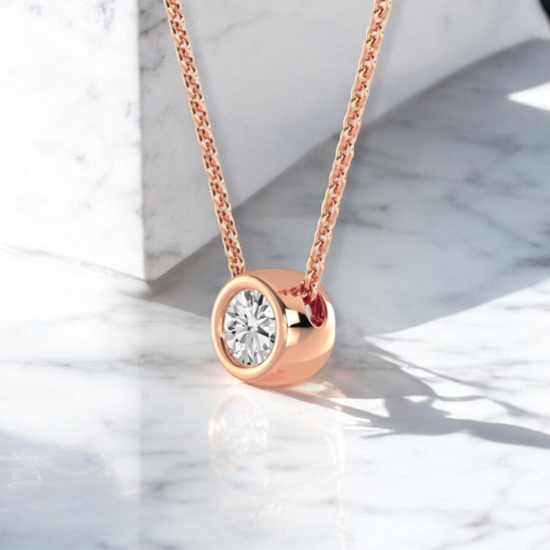 1.50 ct Elegant Round Cut Lab Grown Diamond Solitaire Bezel Set Necklace