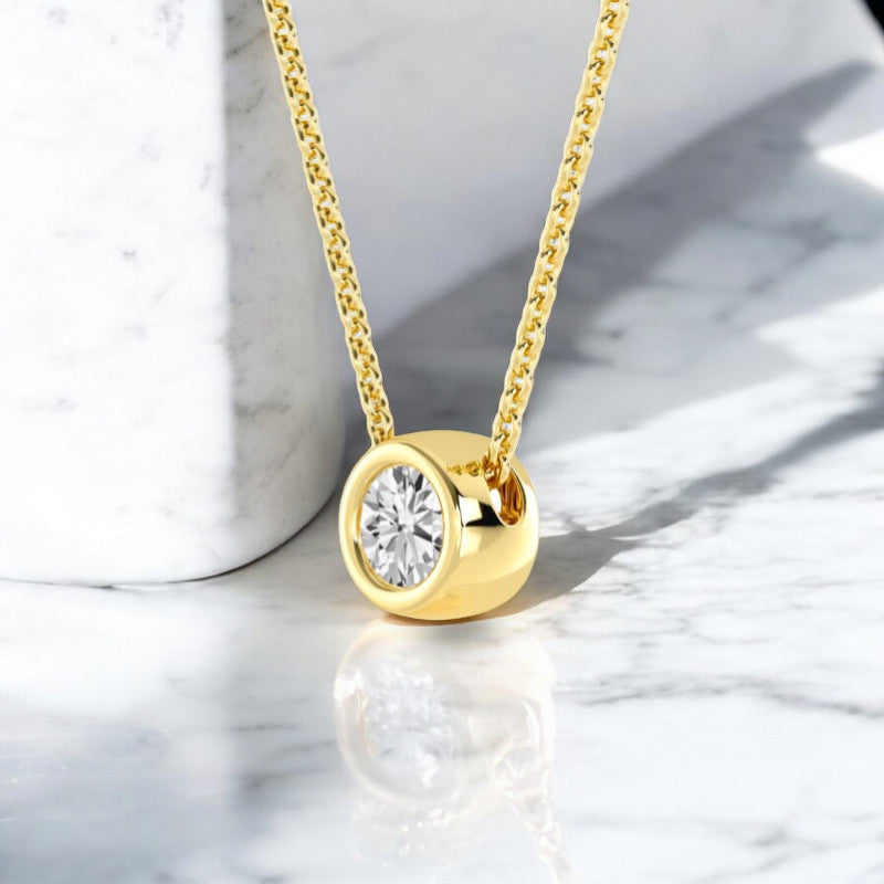 3.00 ct Dainty Round Cut Lab Grown Diamond Solitaire Bezel Set Pendant Necklace
