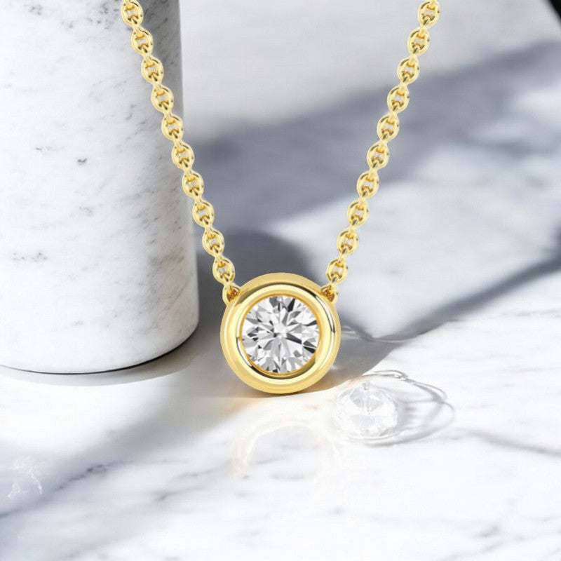 3.00 ct Dainty Round Cut Lab Grown Diamond Solitaire Bezel Set Pendant Necklace