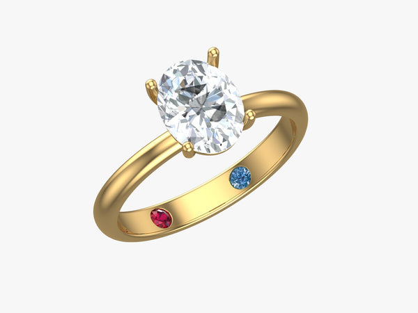 2.00ct oval cut moissanite engagement ring,Topaz and Ruby Natural diamond