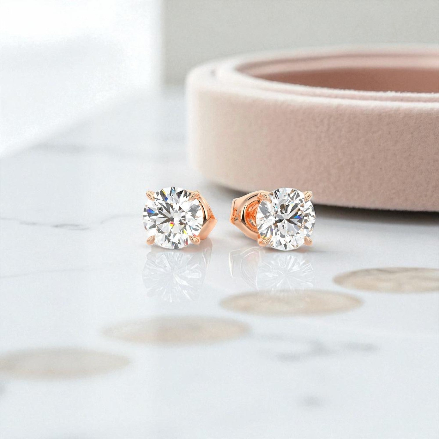 4.00 Carat Round cut Moissanite Stud Earrings , Classic Solitaire Earrings