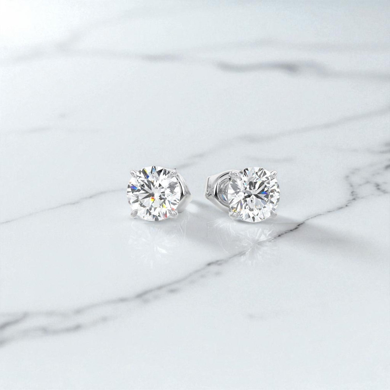 1.00 Carat Moissanite Stud Earrings, 14K Yellow Gold Classic Solitaire Earrings