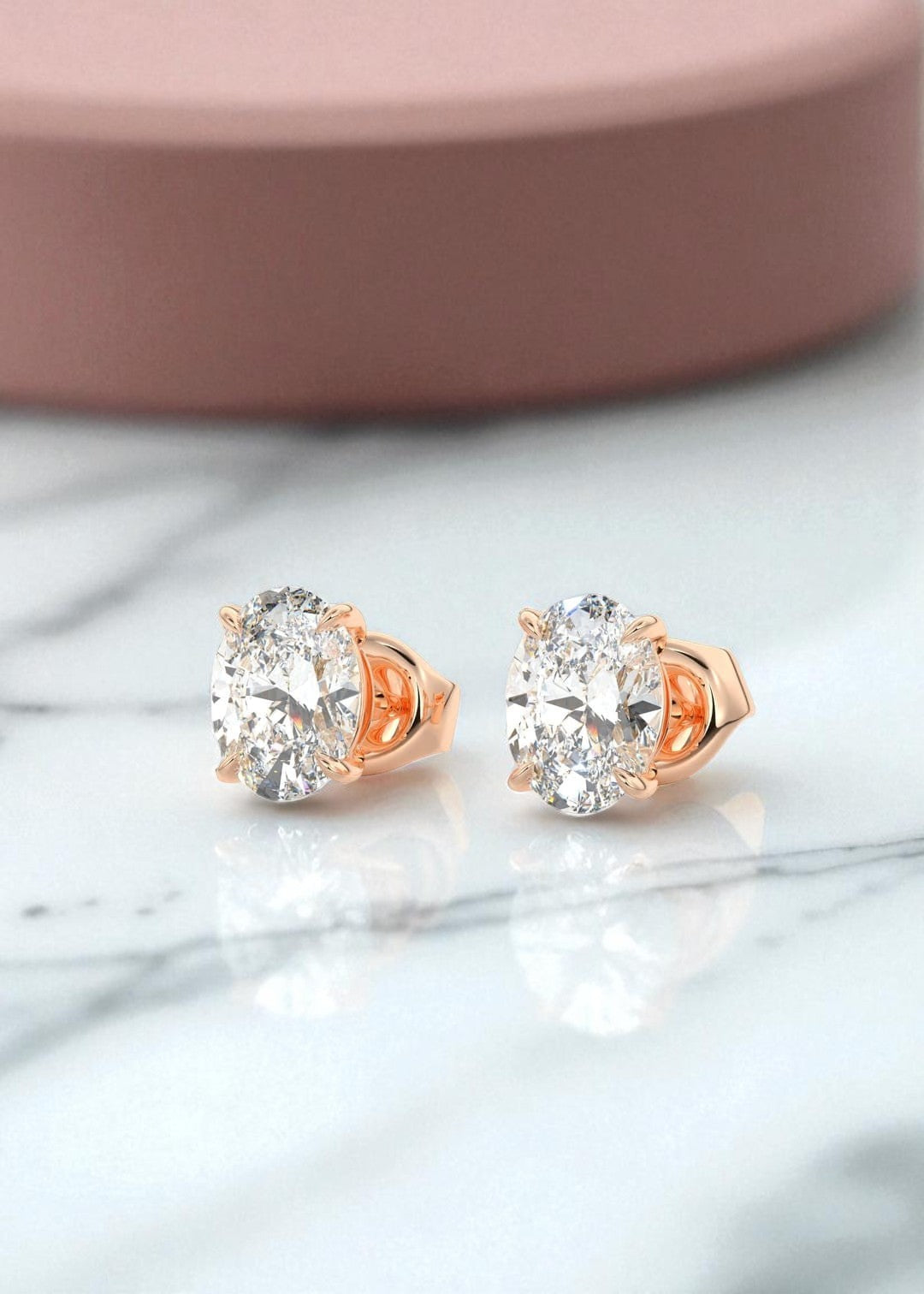 4.00 Carat Oval Cut Moissanite Stud Earrings , Classic Solitaire Earrings
