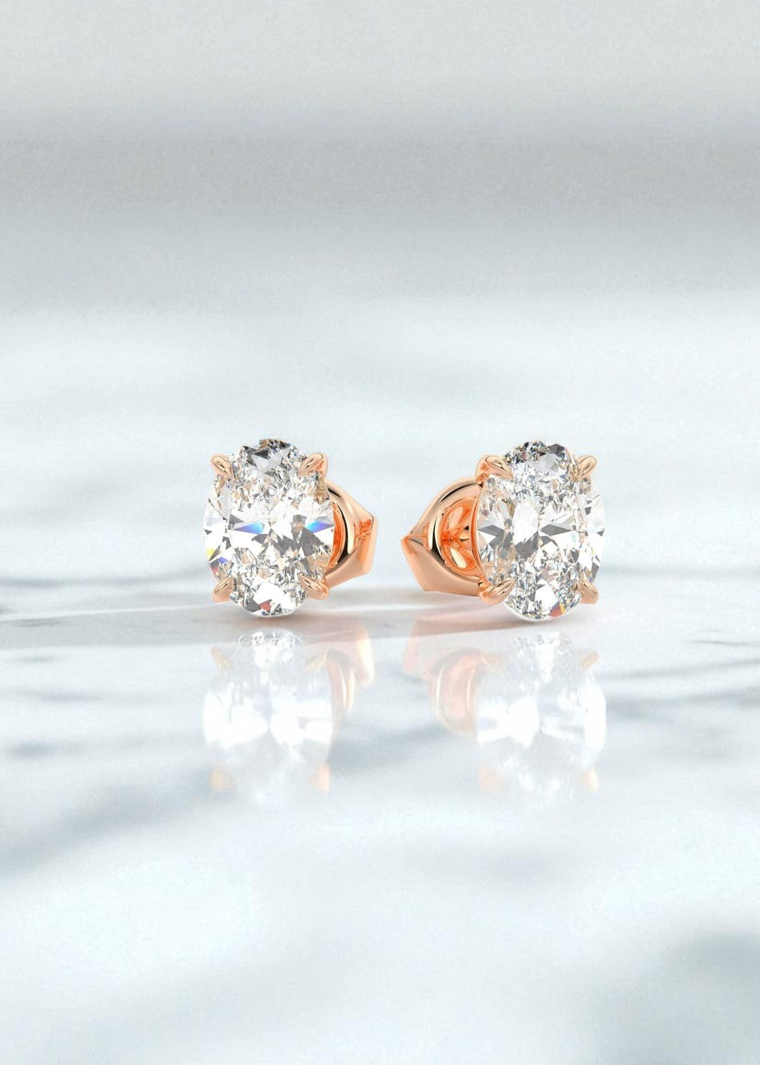 4.00 Carat Oval Cut Moissanite Stud Earrings , Classic Solitaire Earrings