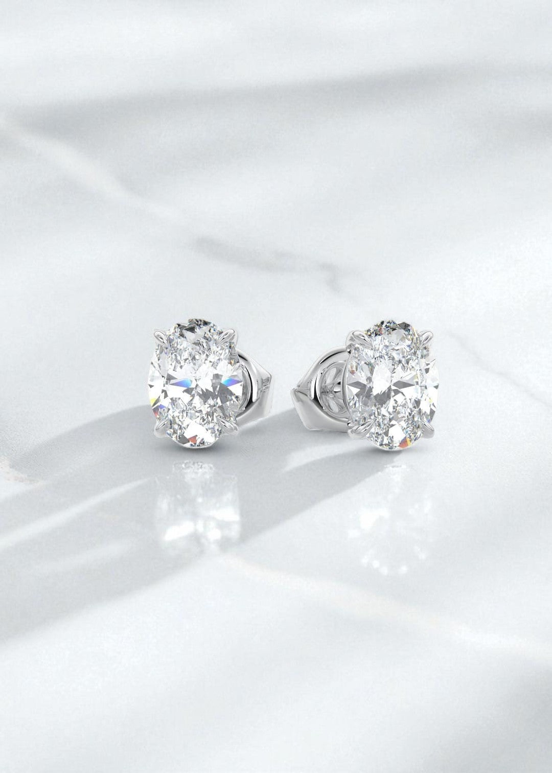 4.00 Carat Oval Cut Moissanite Stud Earrings , Classic Solitaire Earrings