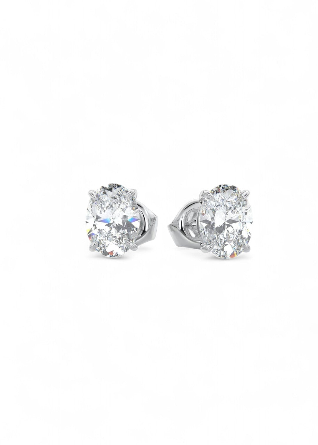 1.00ct Oval Cut Moissanite Stud Earrings • 14K/18K Yellow Gold Solitaire Earrings