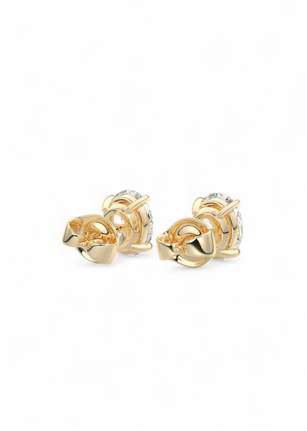 1.00ct Oval Cut Moissanite Stud Earrings • 14K/18K Yellow Gold Solitaire Earrings