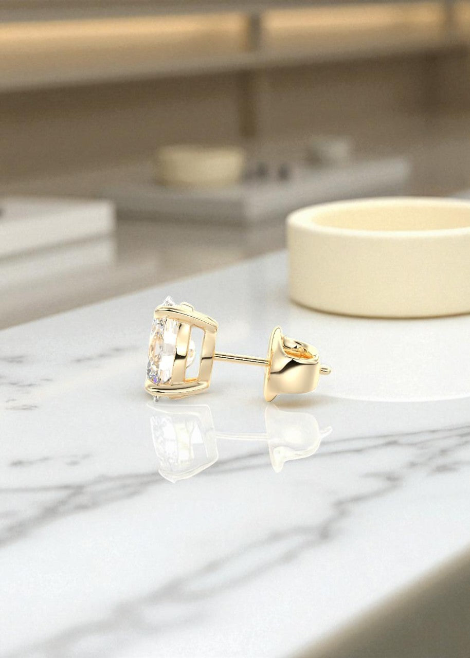 4.00 Carat Oval Cut Moissanite Stud Earrings , Classic Solitaire Earrings