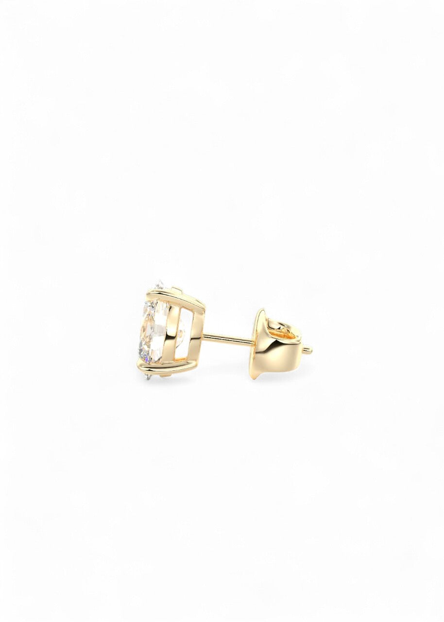 1.00ct Oval Cut Moissanite Stud Earrings • 14K/18K Yellow Gold Solitaire Earrings