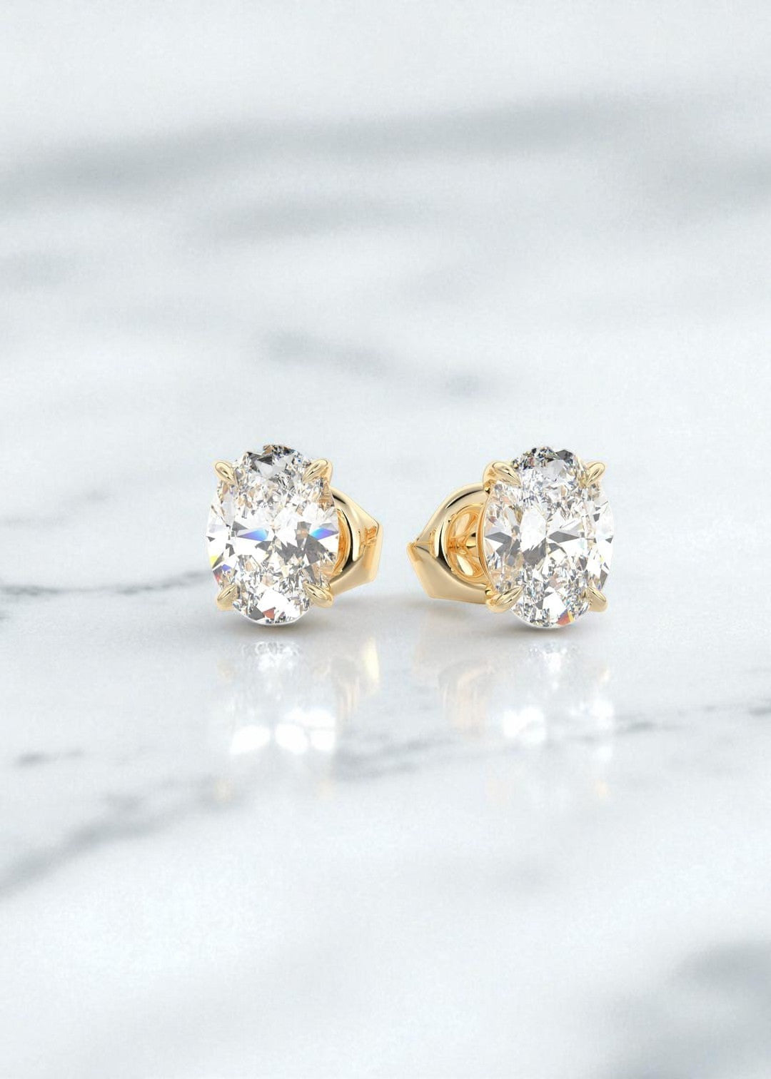 4.00 Carat Oval Cut Moissanite Stud Earrings , Classic Solitaire Earrings