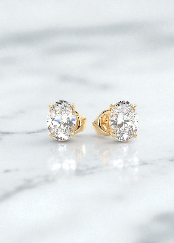 4.00 Carat Oval Cut Moissanite Stud Earrings , Classic Solitaire Earrings