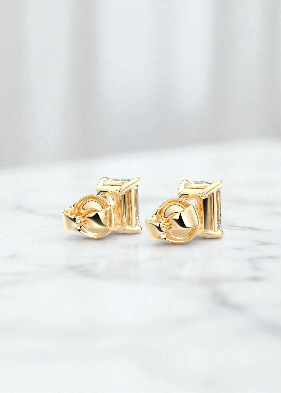 3.00ct Emerald Cut Moissanite Stud Earrings , Classic Solitaire Earrings