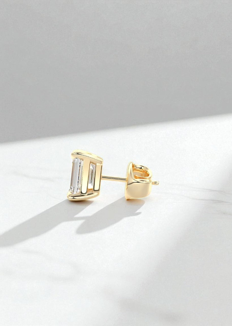 3.00ct Emerald Cut Moissanite Stud Earrings , Classic Solitaire Earrings